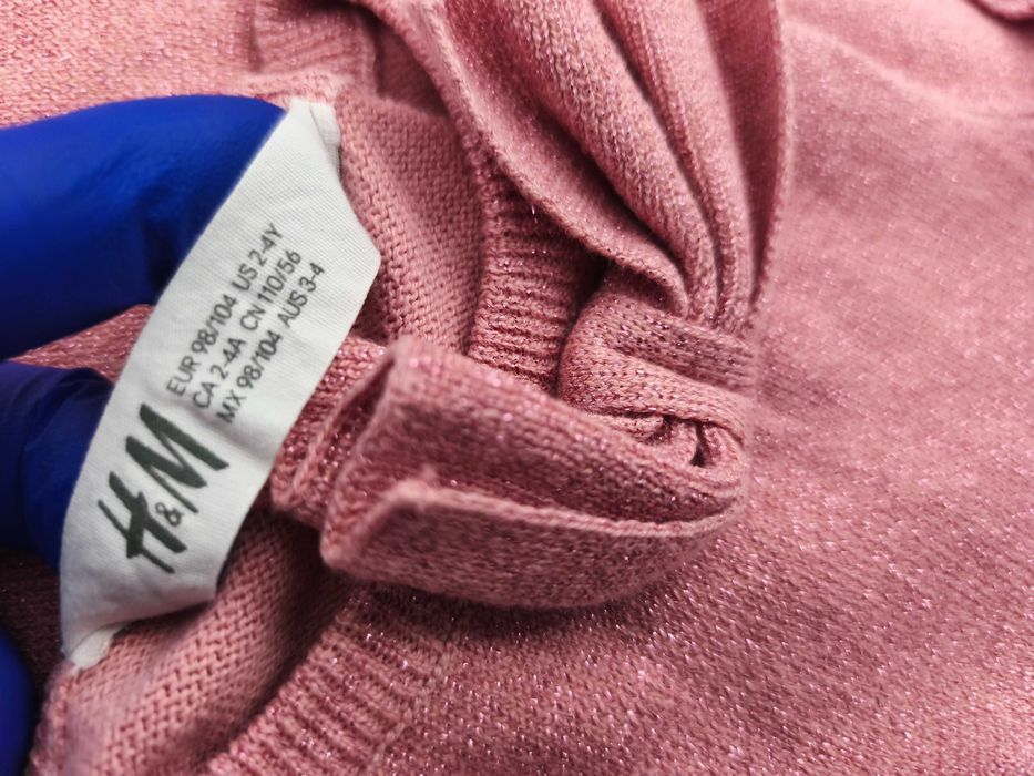 Sukienka h&m 98/104 sweterek sweter brokat kokardą
