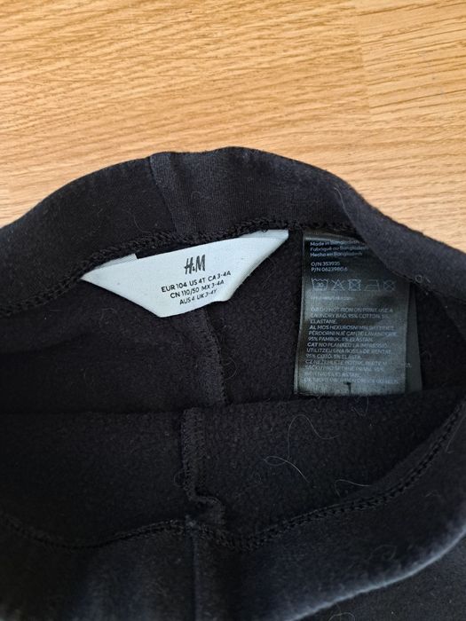 Czarne bawełniane getry dla dziewczynki H&M r. 104