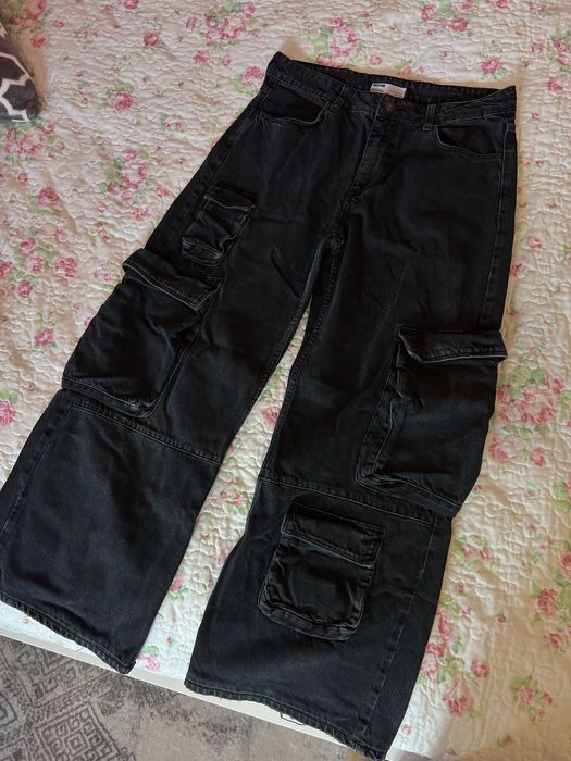 Spodnie jeansowe boyfriend luźne oversize Bershka r. M