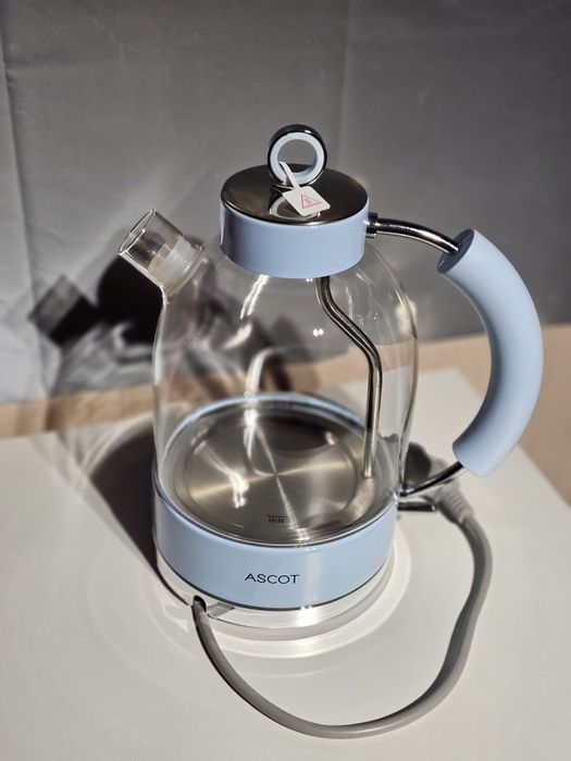 Скляний чайник електричний ascot ретро 2200 в 1,5 | блакитний