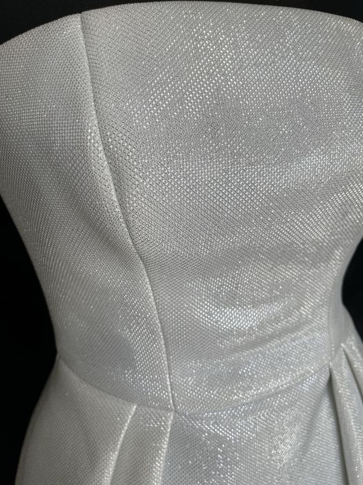 Sukienka EMO elegancka srebrna na wesele 18stke bal studniówke