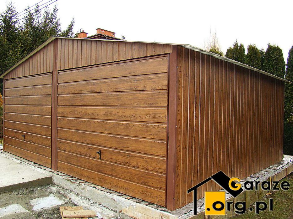 Garaże blaszane 6x5 garaż blaszany blaszaki Drewnopodobne Orzech