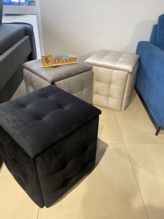 Пуф 5в1 металевий каркас чорний бежевий сірий велюр