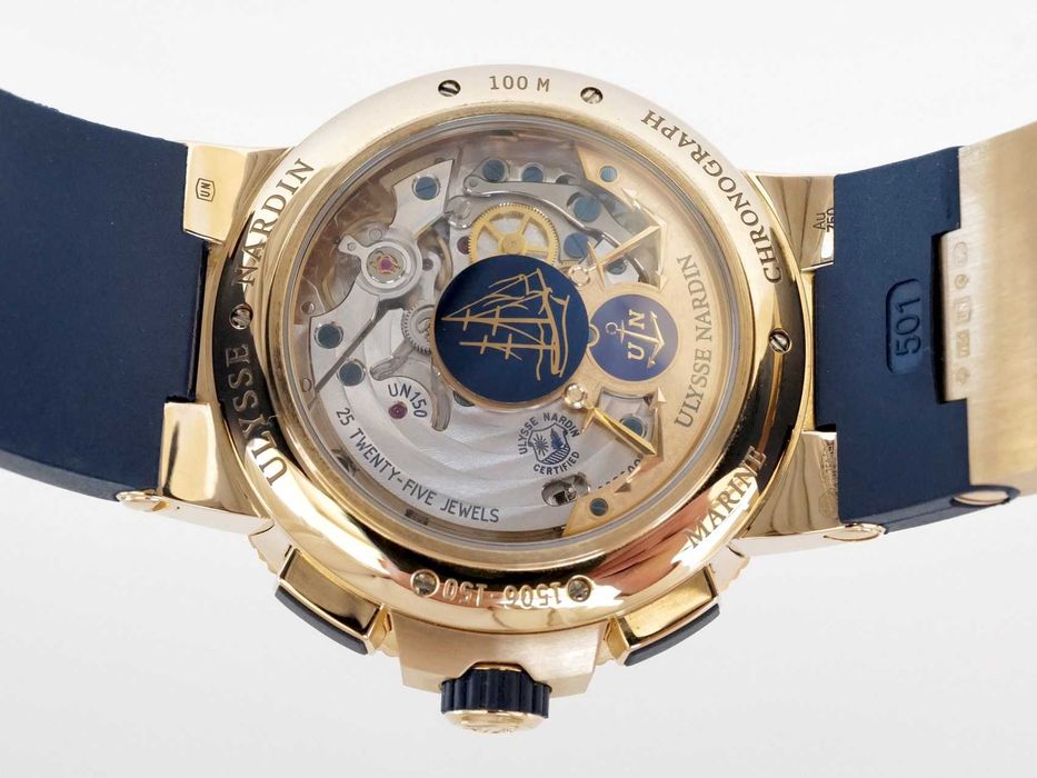 Ulysse Nardin Marine Chronograph Manufacture Voyage Blue 18K Rose Gold Limited Edition 43