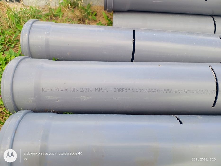 Rura PCV Nacinana do oczyszczalni, drenażu 110mm,7 sztuk!!!