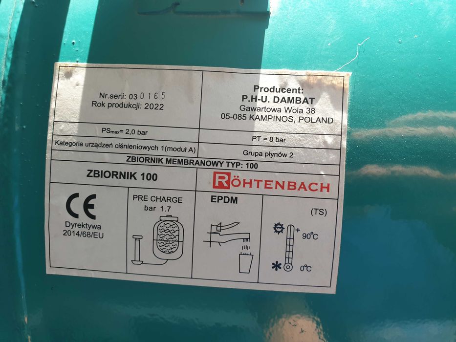 Zestaw pompa+hydrofor Mhi1300 ze zbiornikiem 100l