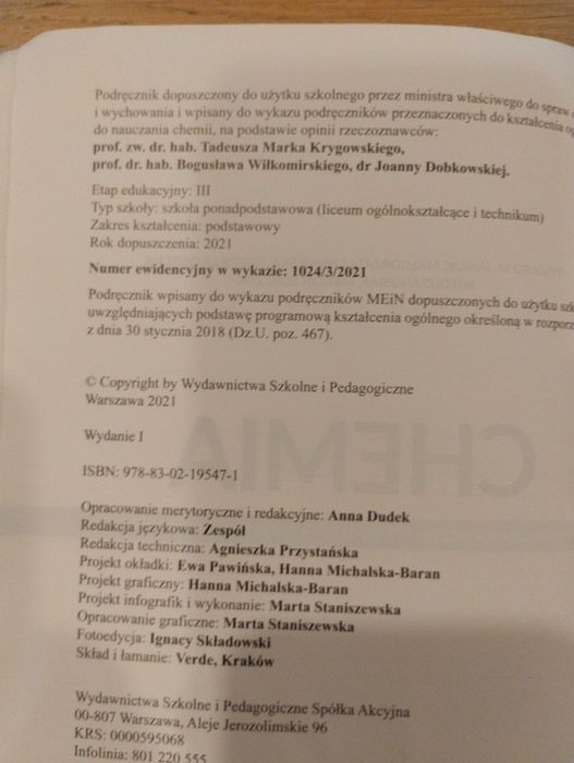 Podręcznik Chemia 3 -zakres podstawowy