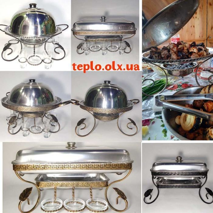 Садж ФАРАОН прямокутний 45*35 см для шашлику, 6 соусниць + щипці