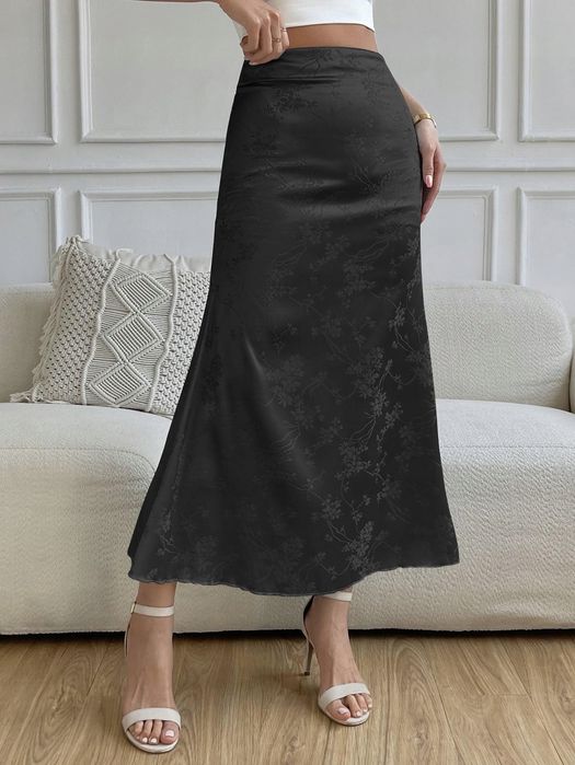 Spódnica Satynowa Maxi W Subtelne Kwiaty Shein Xs