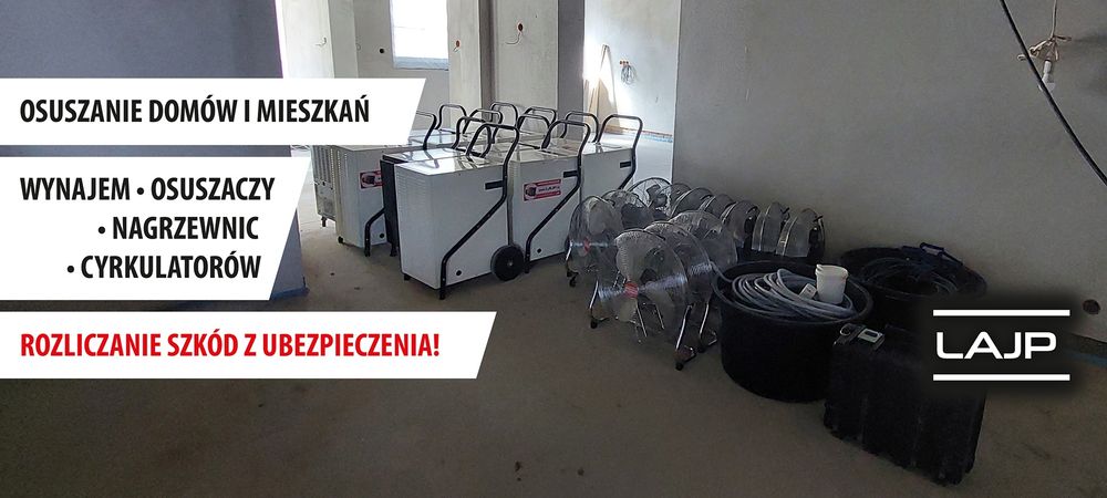 Osuszacz powietrza osuszanie  po zalaniu wynajem  osuszaczy