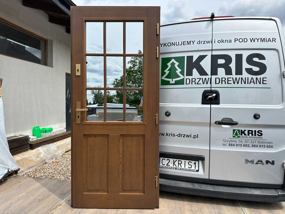 Drzwi wejściowe zewnętrzne drewniane NIETYPOWE AMERYKAŃSKIE MONTAŻ 225