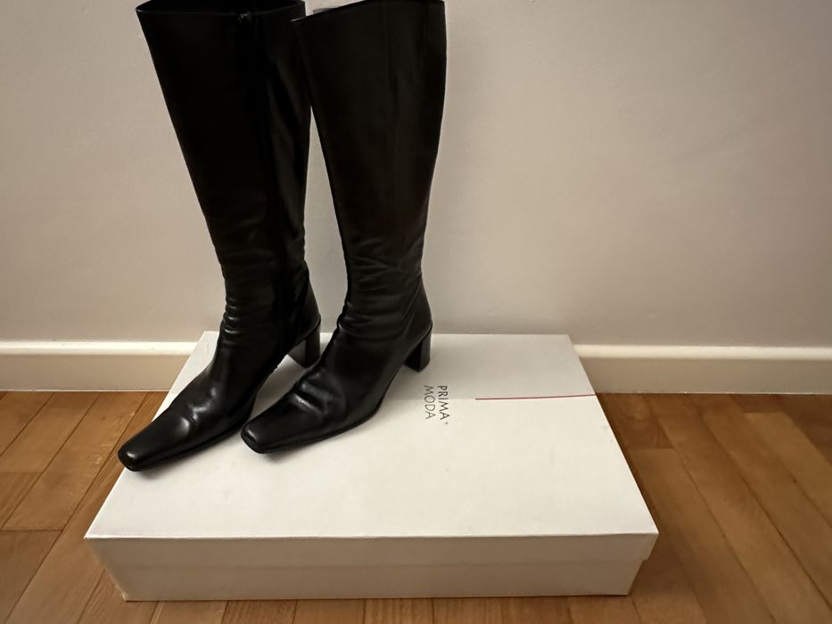 PRIMA MODA - Kozaki na obcasie -  CAŁE ZE SKÓRY - Rozmiar 37,5