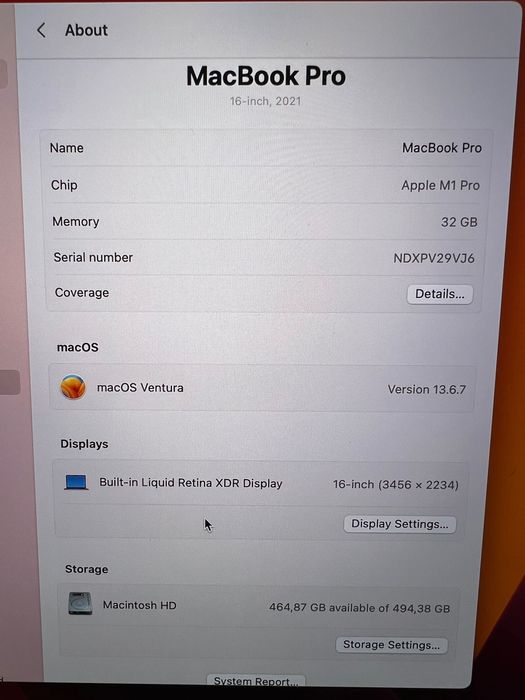 MacBook Pro 16’ 2021 A2485/ M1 Pro/32/512Gb материнська плата