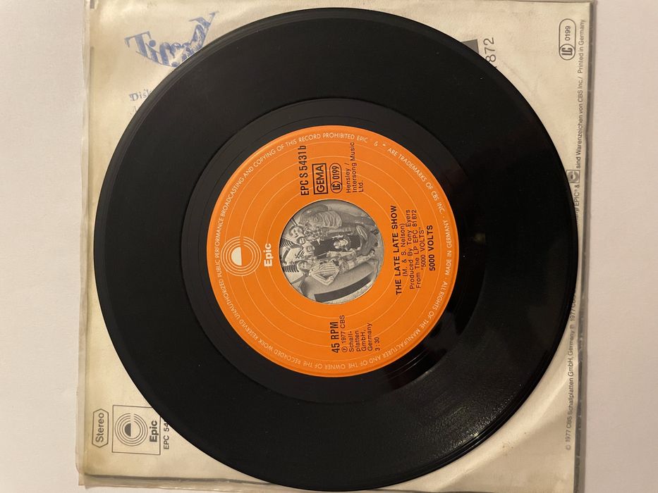5000 VOLTS Walking on a Love cloud / The Late Late show, winyl 7”, EX