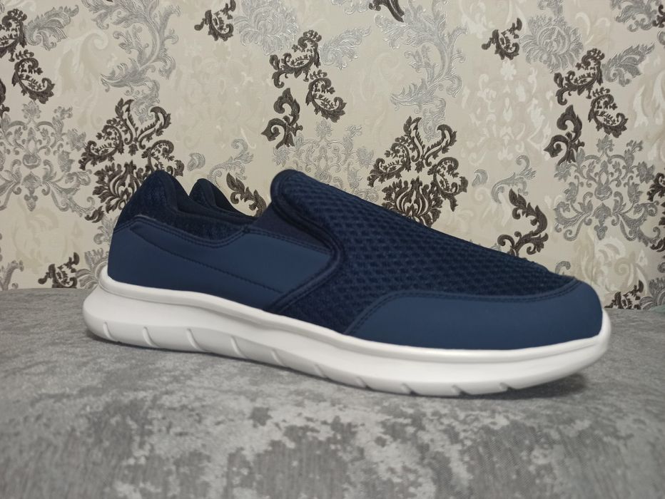 Мокасины синего цвета текстиль. размер 47