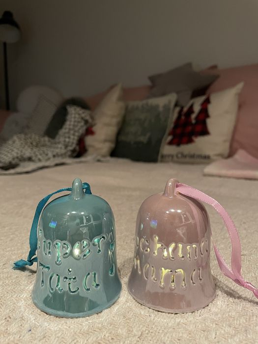 Świąteczne lampki dzwoneczki na baterie turkusowa różowa małe