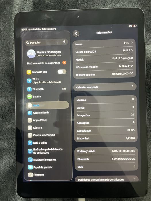 Ipad 8 geração com ios 26