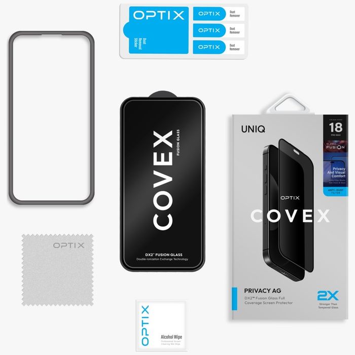 Szkło hartowane UNIQ Optix Covex Privacy AG DX2 do iPhone 18 Pro prywatyzujące
