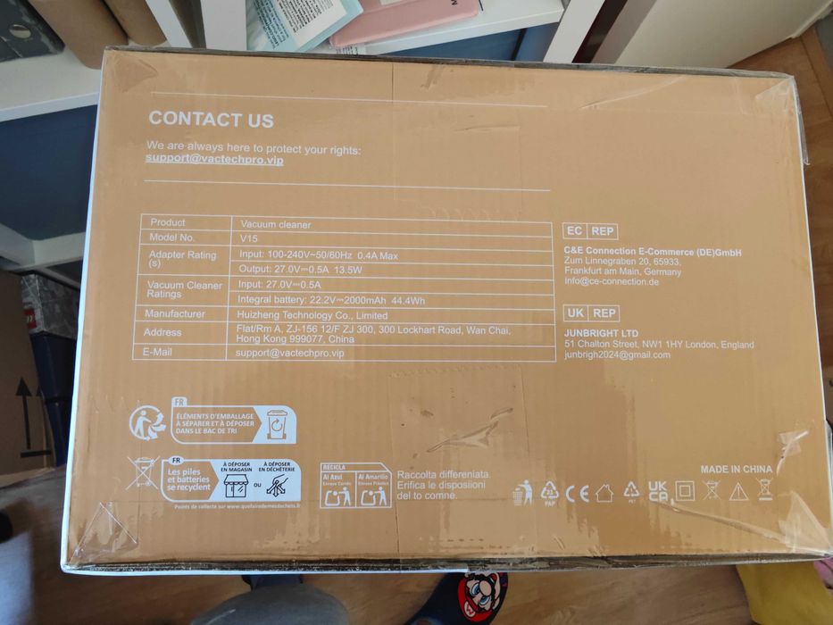 Aspirador sem fios VacTechPro V15 Novo / garantia