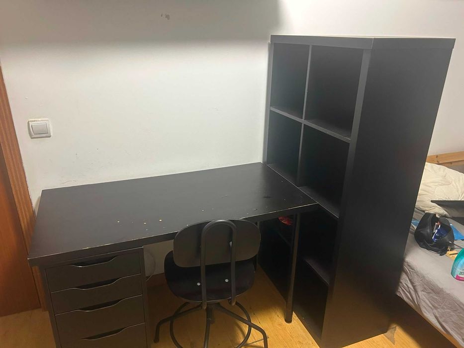 Negociável - Conjunto Escritorio Completo Mesa + Cadeira + Estante