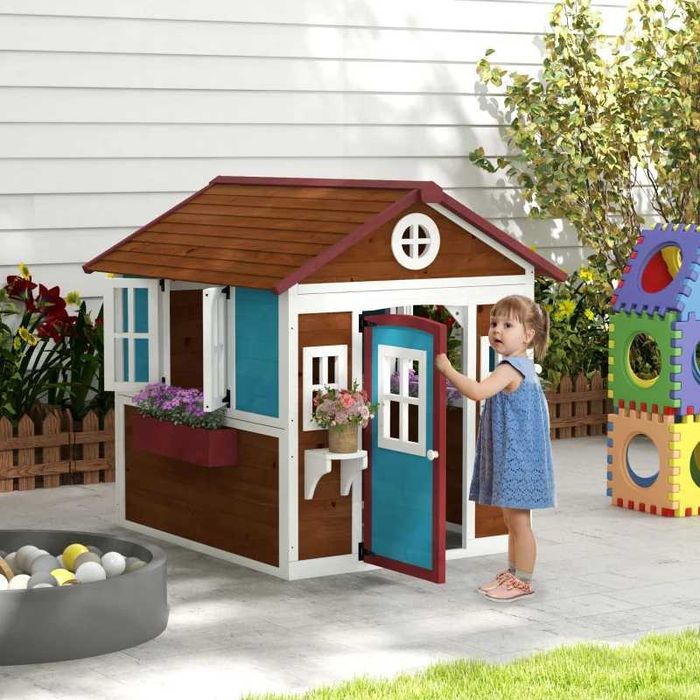 Casinha de Madeira Infantil - Castanho Escuro