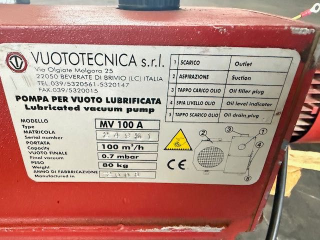 Pompa próżniowa łopatkowa mv100a vuototecnica