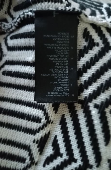 Cardigan, narzutka swetr H&M  rozmiar M/L biało czarny bawełna