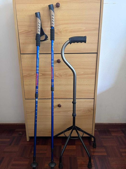Bastao de Caminhada e tripé ajustáveis (apoio de mobilidade)
