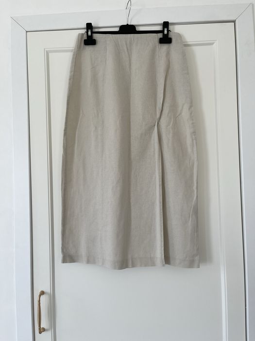 Lniana spódnica midi 38 z rozcieciem