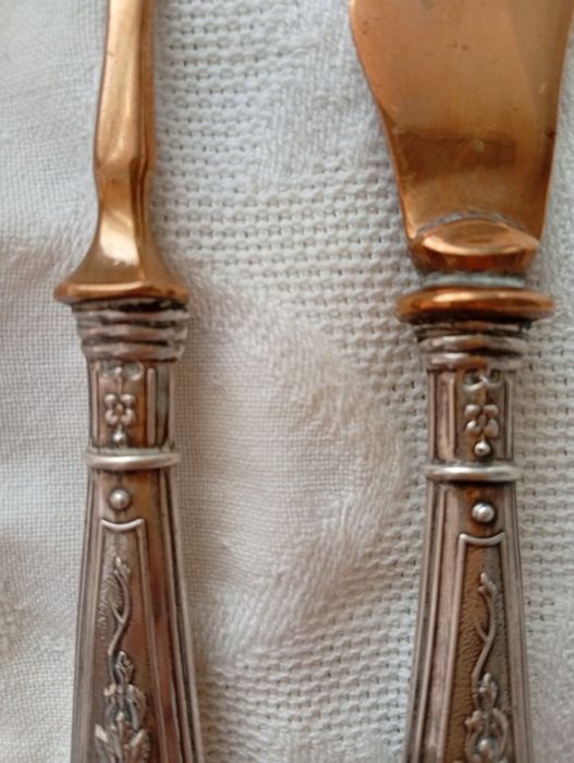 Antigo Conjunto de Talheres de Peixe Art Nouveau – Prata e Vermeil