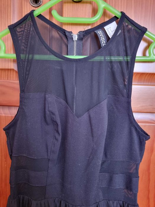 Vestido preto comprido com transparência H&M, tamanho 34 - novo
