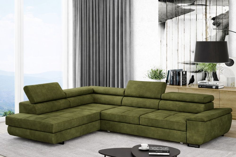 Narożnik Anton prosto od producenta regulowane zagłówki funkcja spania