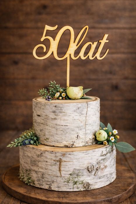 TOPPER na tort drewniany