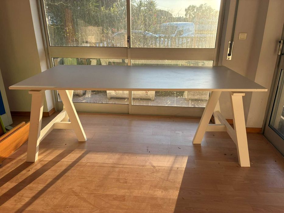 mesa de reuniões branca, 200x100cm