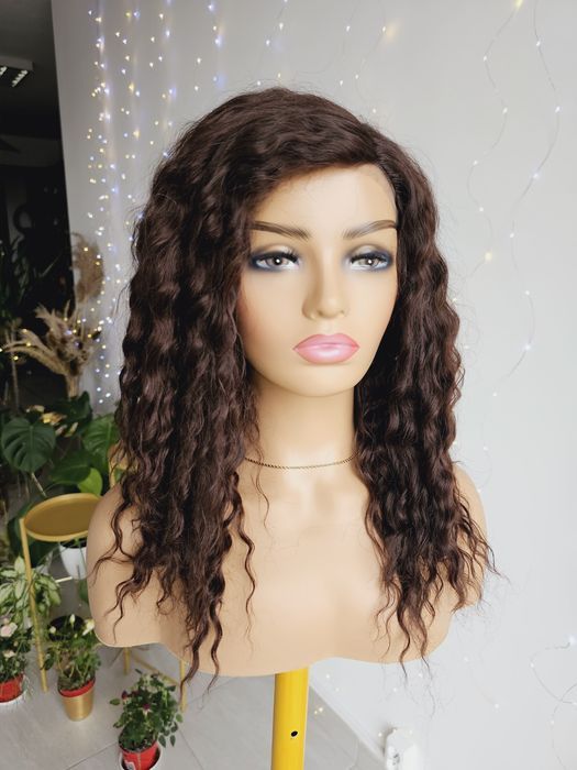 Peruka afroloki loki kasztanowy brąz Krysia naturalna fryzura