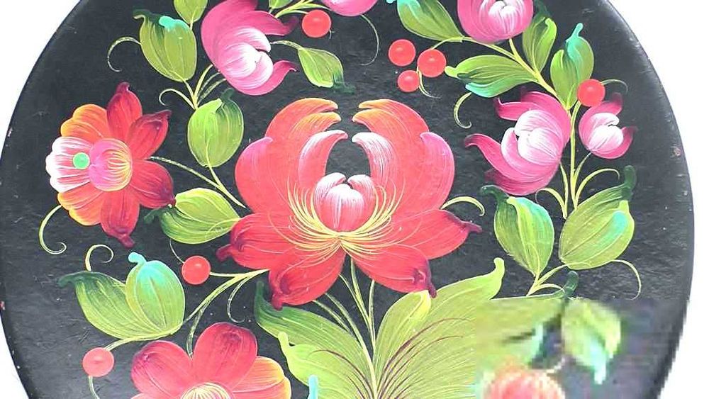 Сувенірна декоративна деревяна тарілка Петриківський Розпис " СРСР