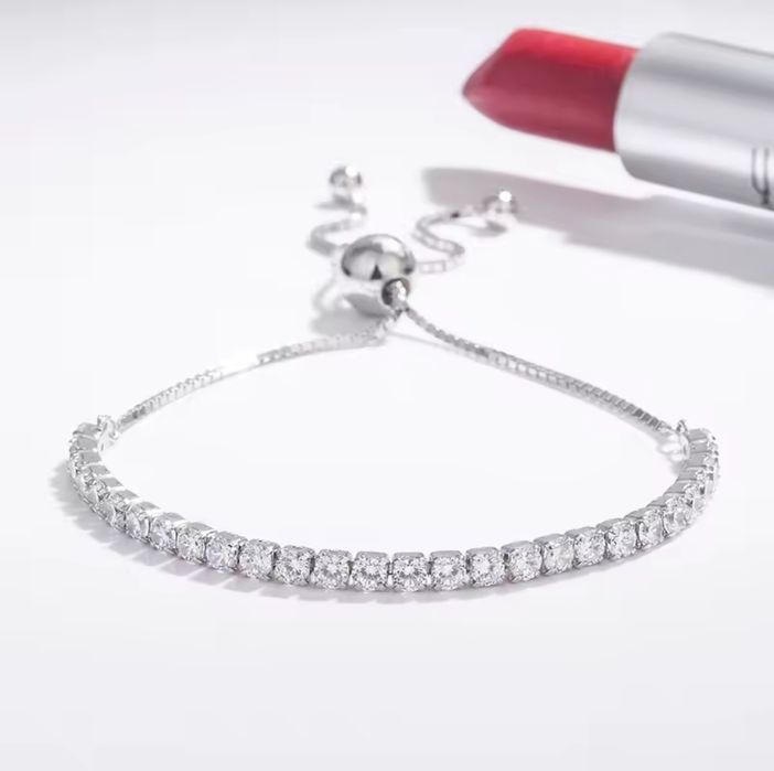 Bransoletka tenisowa z moissanitami GRA 0,1 ct ( 3mm ) srebro 925