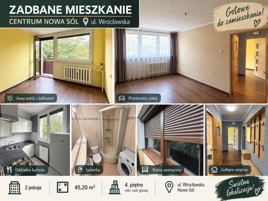 Zadbane mieszkanie ul. Wroclawska, wyremontowane podwórko, zadbany blok oraz spokojni sąsiedzi, IV pietro