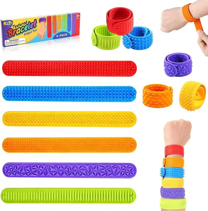 Bransoletki Opaski Sensoryczne Antystresowe 6x Dzieci ADHD Autyzm Relaks
