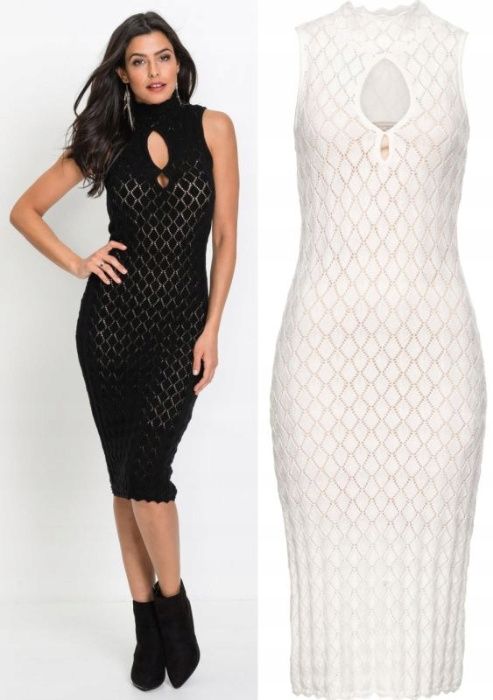 dzianinowa sukienka bodyflirt kolor beżowy