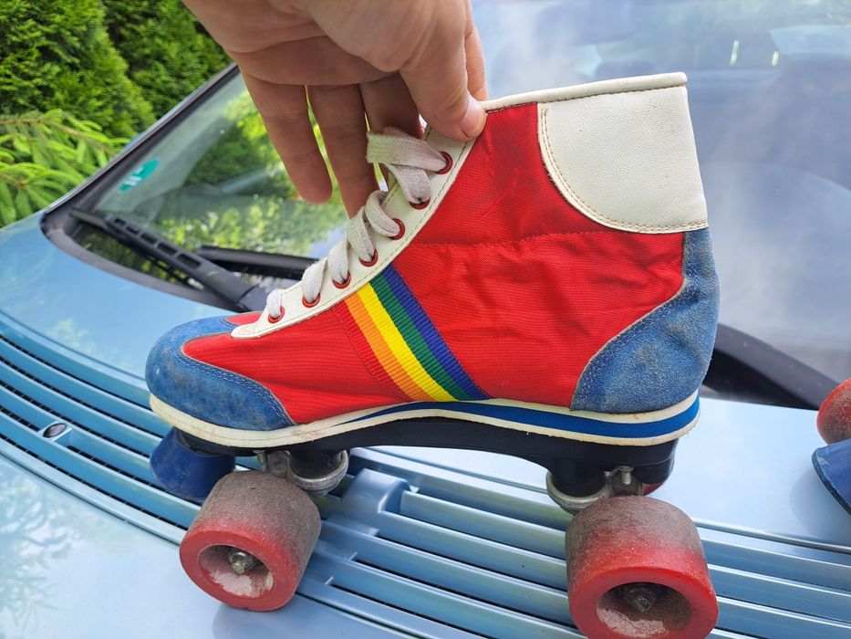 oldschoolowe wrotki Retro tęczowe