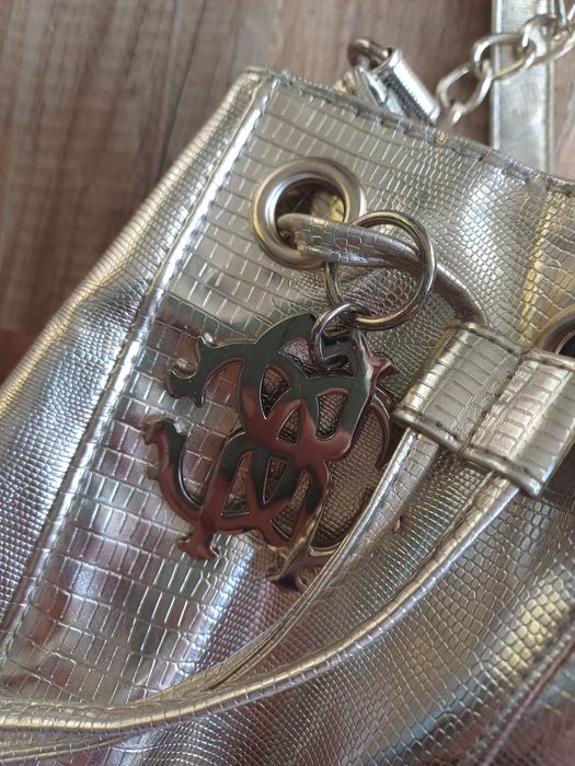 Torebka złota roberto cavalli parfum worek na ramię