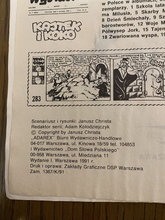 Kajtek i Koko Pojedynek z Abrą 1991 Janusz Christa Adarex - wydanie 1