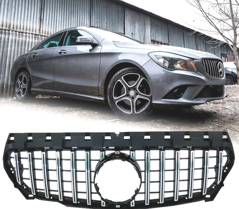 GRELHA FRONTAL CLASE CLA C117 13-18 LOOK AMG GT PRETO CROMO