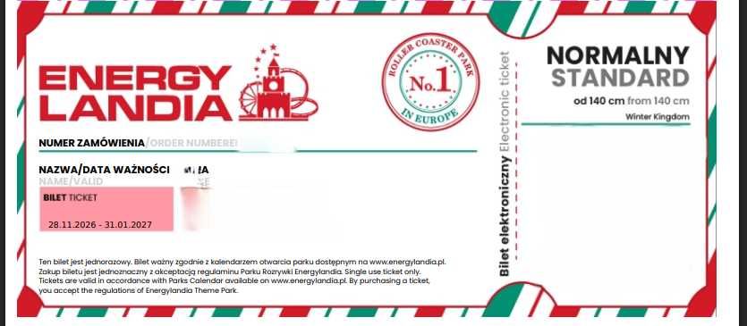 Bilet Energylandia Winter Kindgdom normalny 28-11-2026 do 31-01-2027