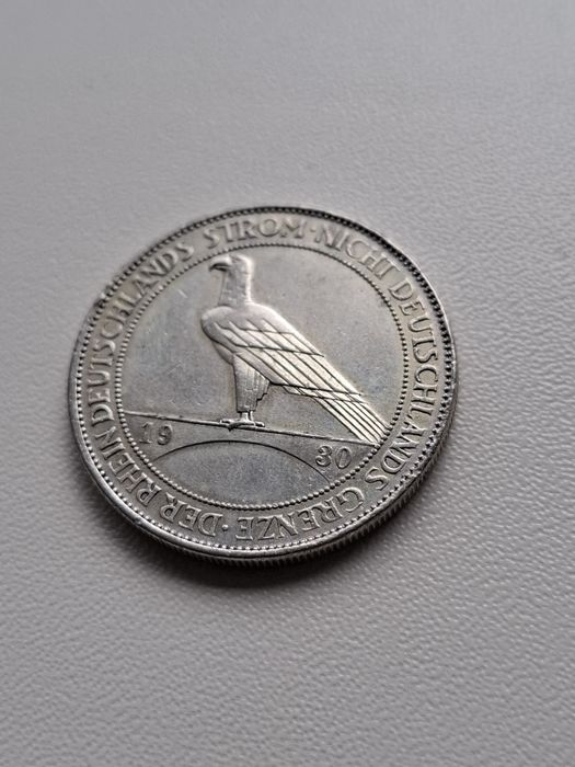 5 Marek 1930 A Nadrenia Rzadka moneta do dobrej kolekcji  Srebro  Niemcy