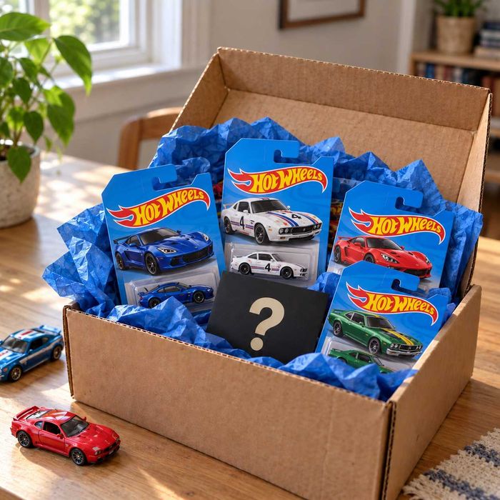 Hot Wheels Mystery Box – 4 carros + 1 TH garantido