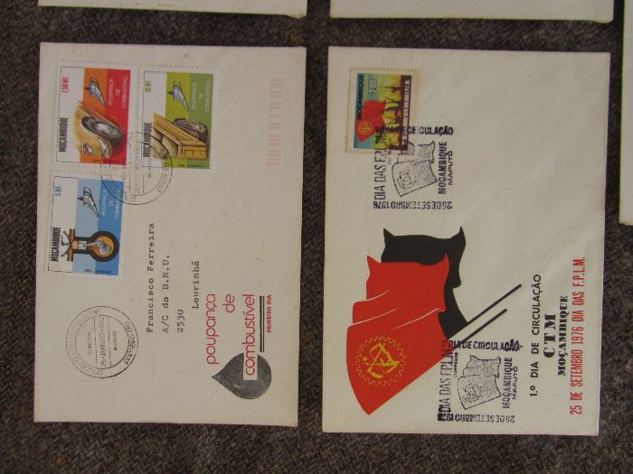 Lote 5 envelopes selados Moçambique (incluindo 1ª circulação)