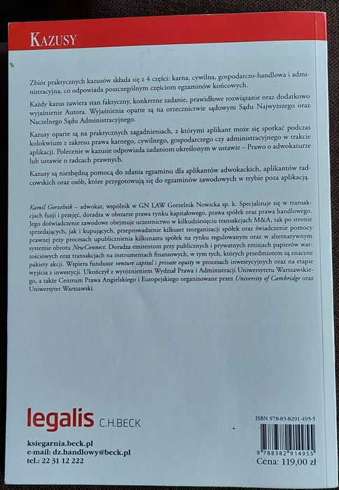 Kazusy dla aplikantów adwokackich i radcowskich - Kamil Gorzelnik