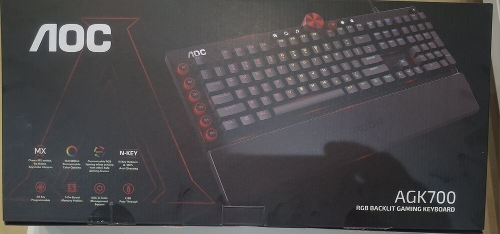 Teclado de computador mecânico, AOC_ Agk 700, NOVO, fechado na caixa.